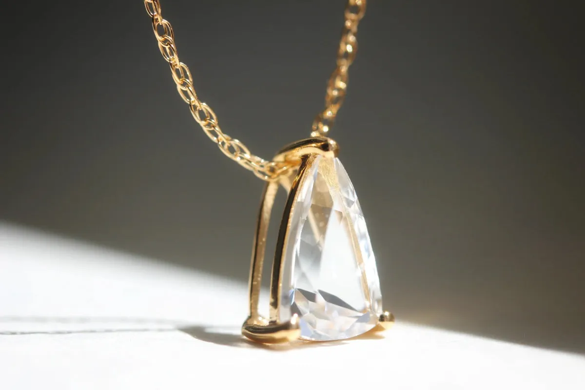 Little Gold White Topaz Slider Necklace