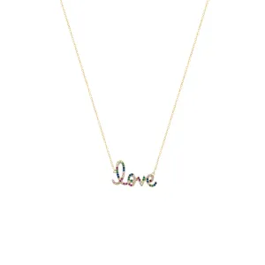 Love Rainbow CZ Necklace, Gold Vermeil