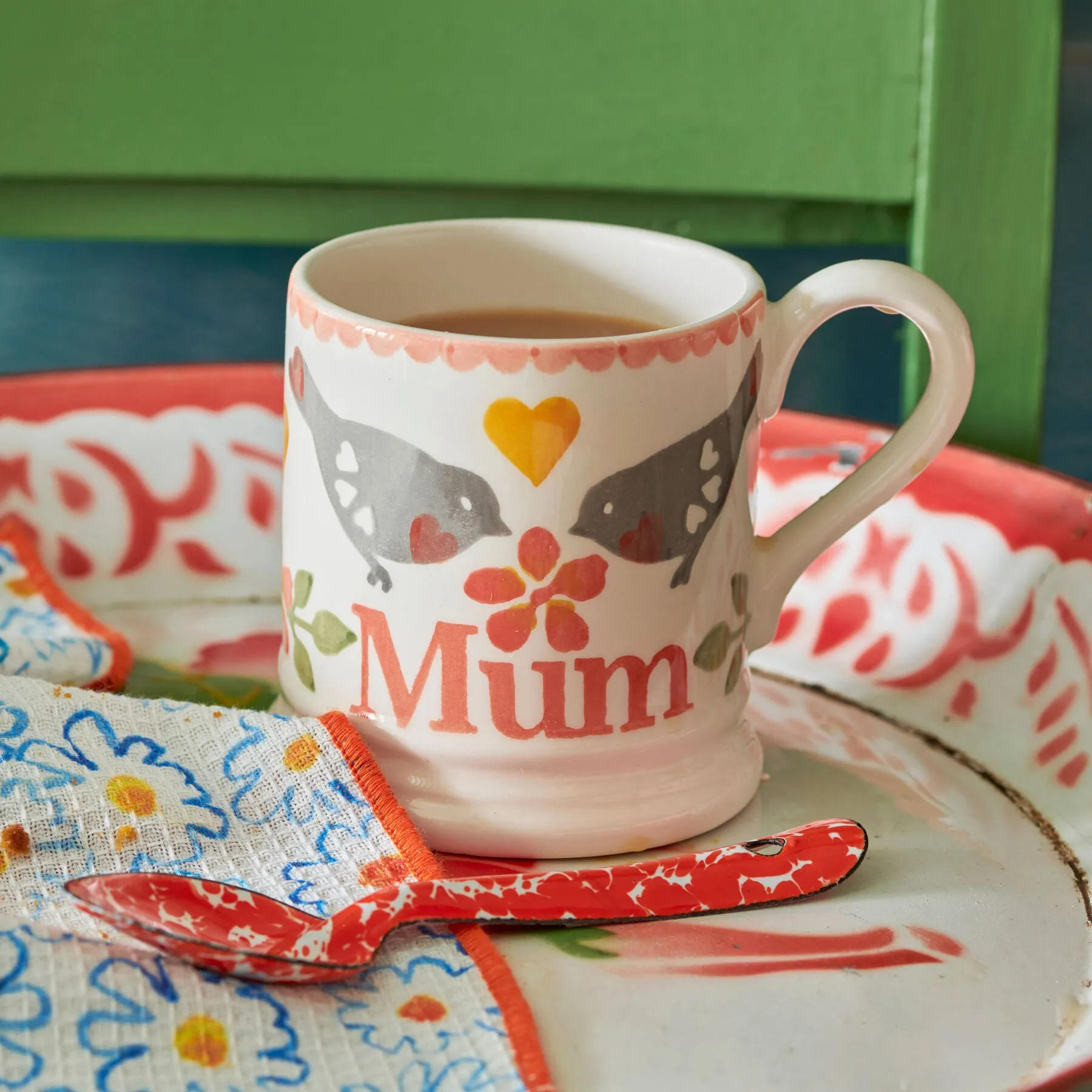 Lovebirds Coral Mum 1/2 Pint Mug