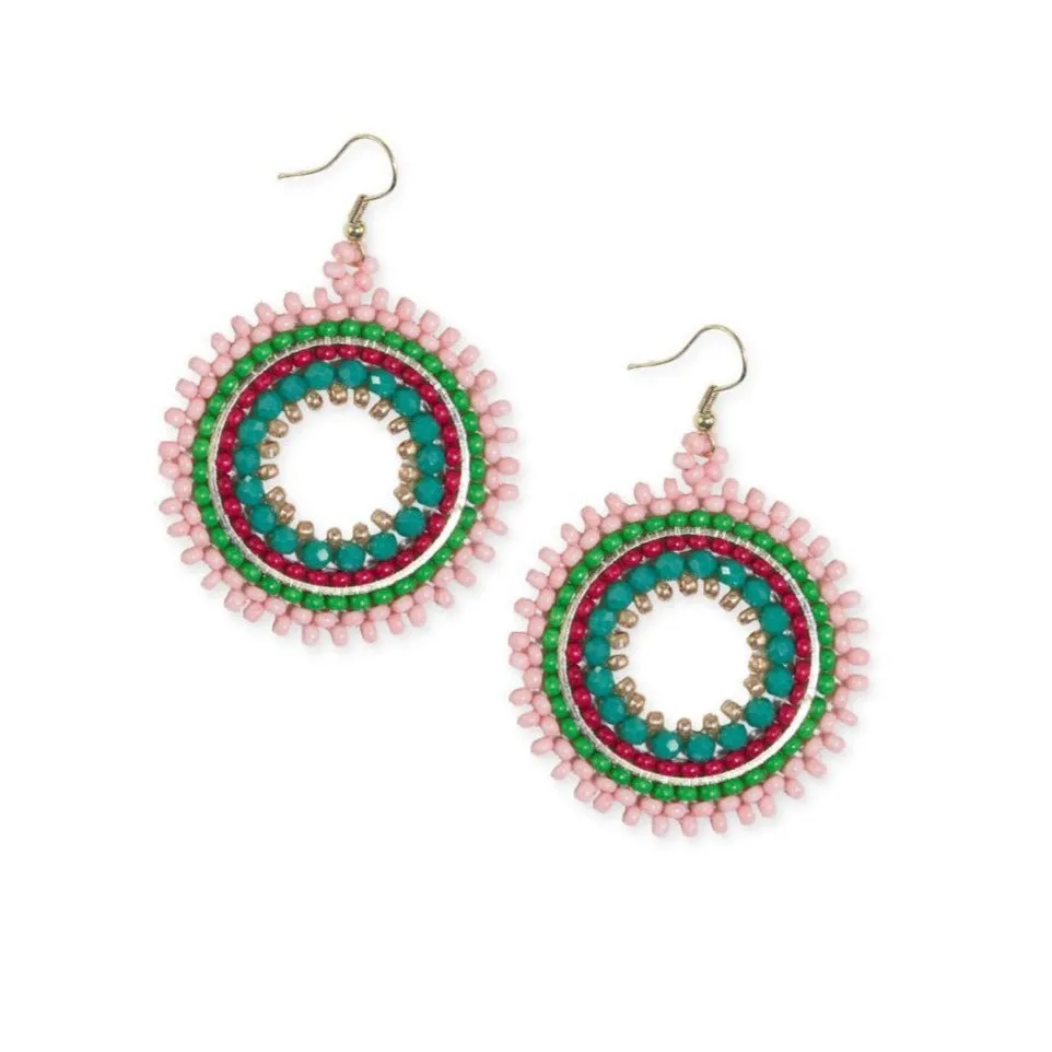 Lulu Blush Circle Beaded Drop Earring