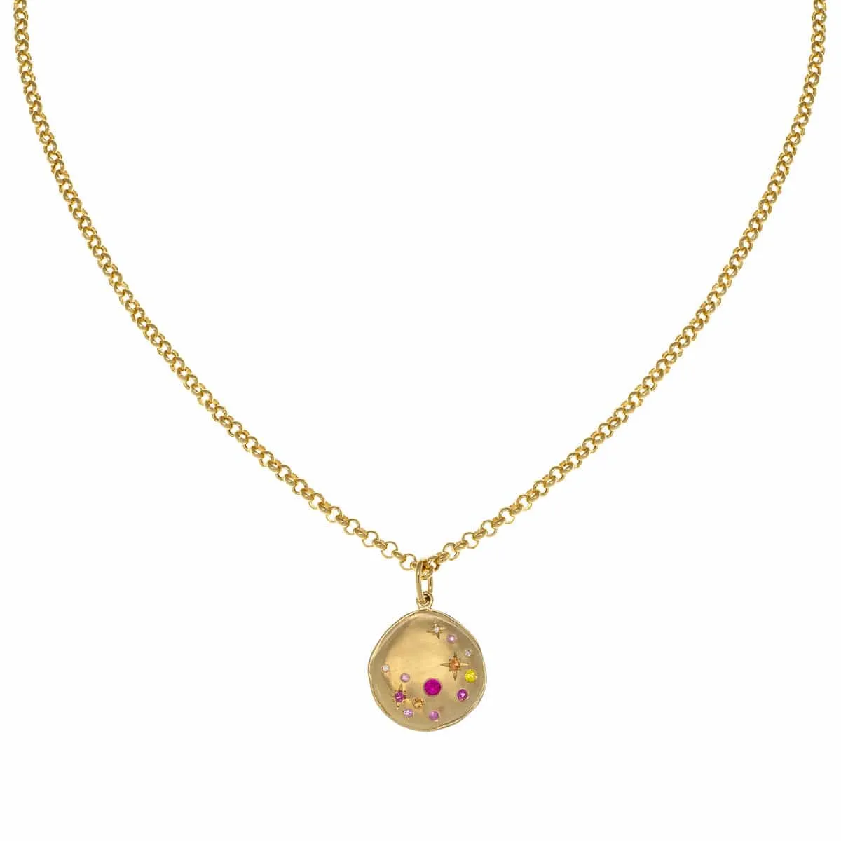 'Luna' Sunburst Star Coin Rolo Necklace