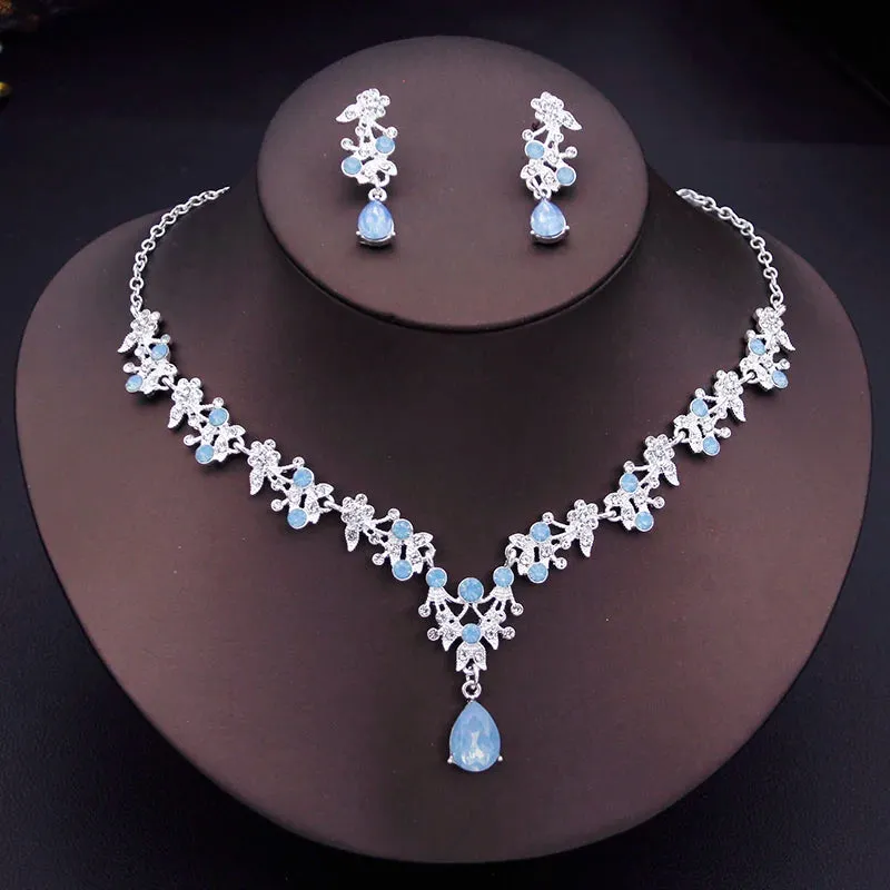 Luxury Flower Design Fashion Jewelry Necklace Earrings Sets