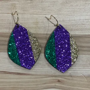 Mardi Gras | Glitter | Striped | Earrings