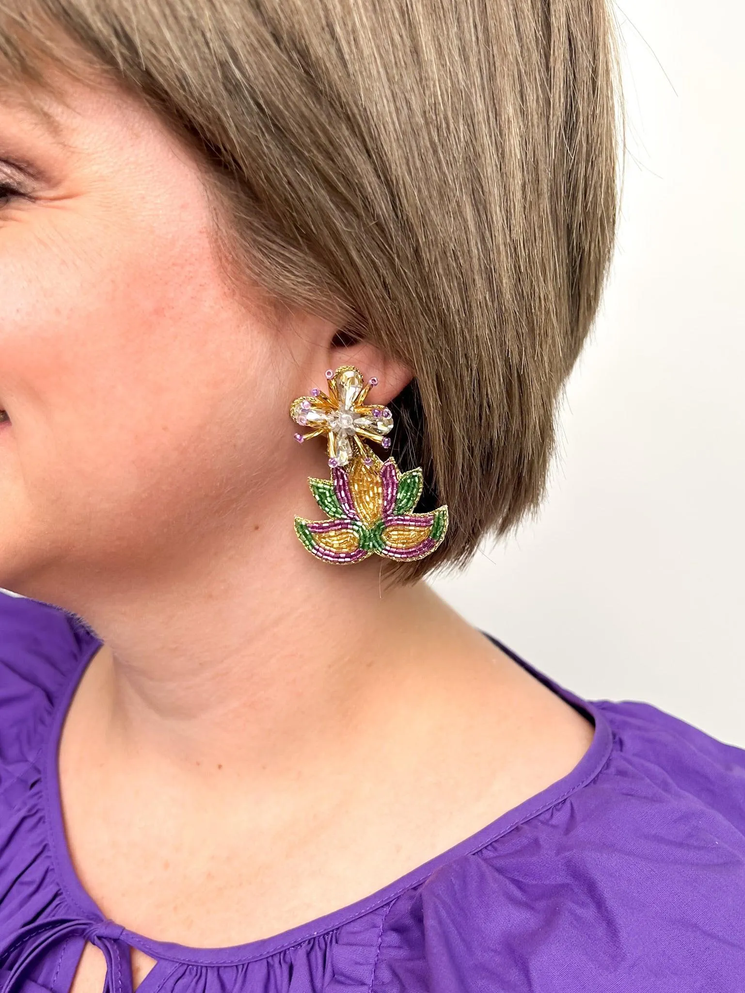 Mardi Gras Starburst Mask Earrings