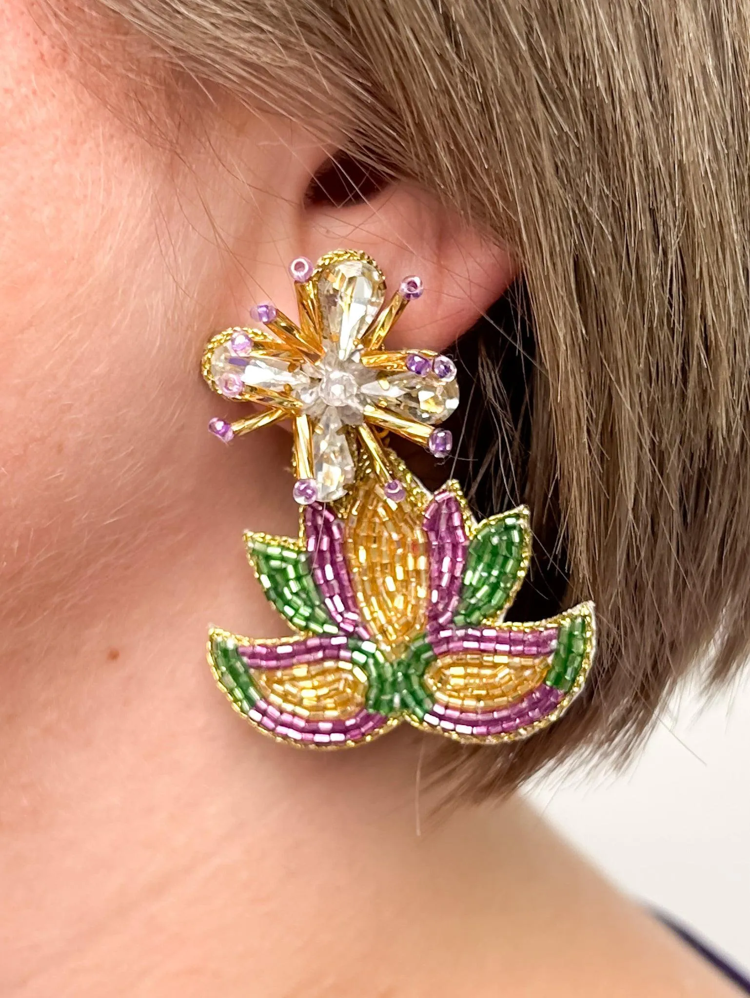 Mardi Gras Starburst Mask Earrings