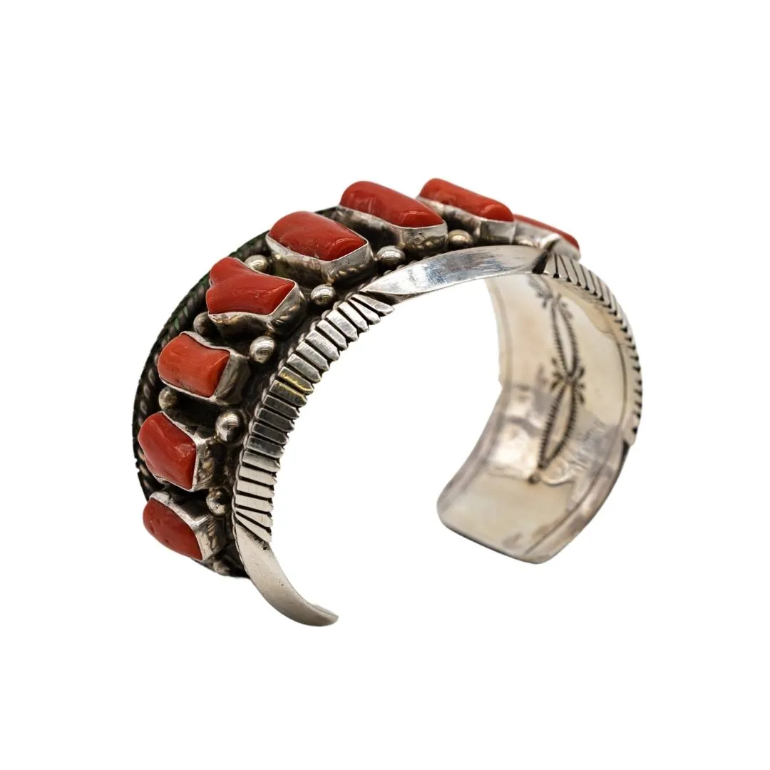 Mediterranean Coral Cuff Bracelet