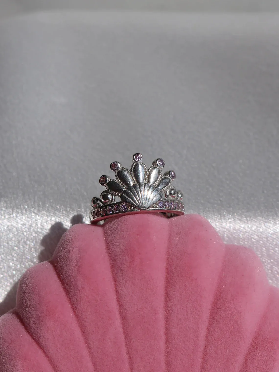 Merliah Mermaid Story Pearl Crown Ring, Shell Ring, 925 Sterling Silver