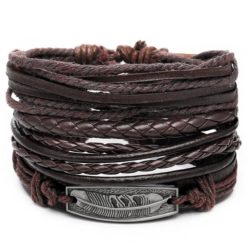 Multilayer Leather Braided Handmade Wrap Bracelets