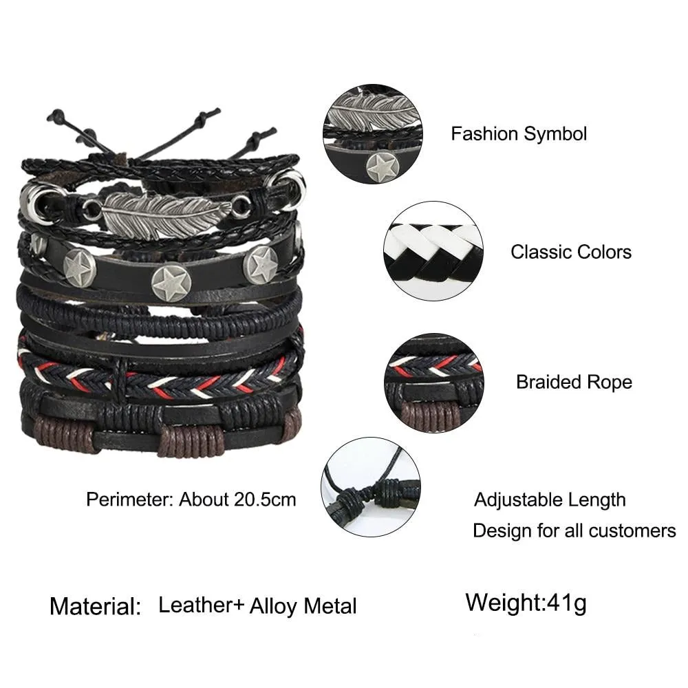 Multilayer Leather Braided Handmade Wrap Bracelets