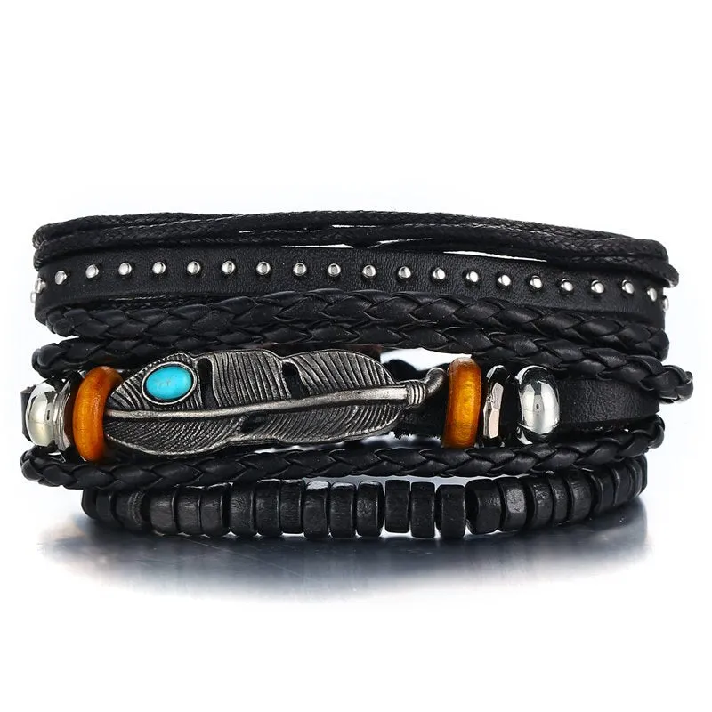 Multilayer Leather Braided Handmade Wrap Bracelets