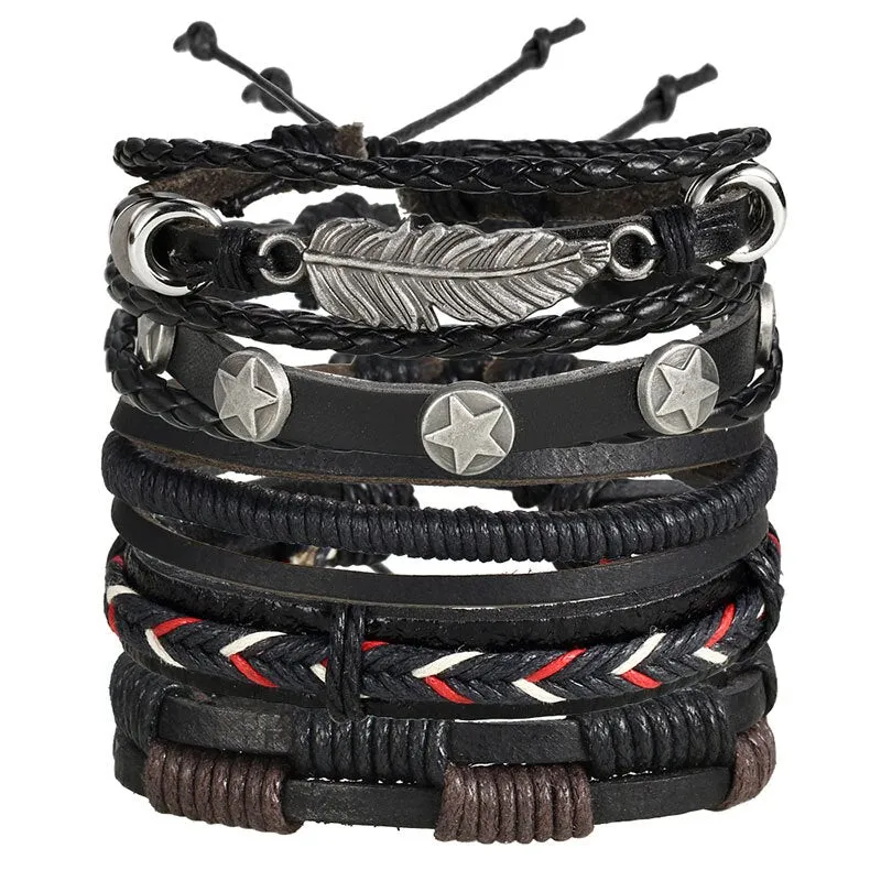 Multilayer Leather Braided Handmade Wrap Bracelets