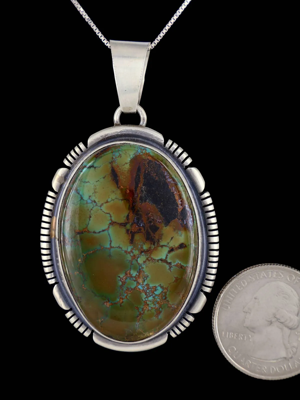 Native American Sterling Silver Sky Horse Turquoise Pendant