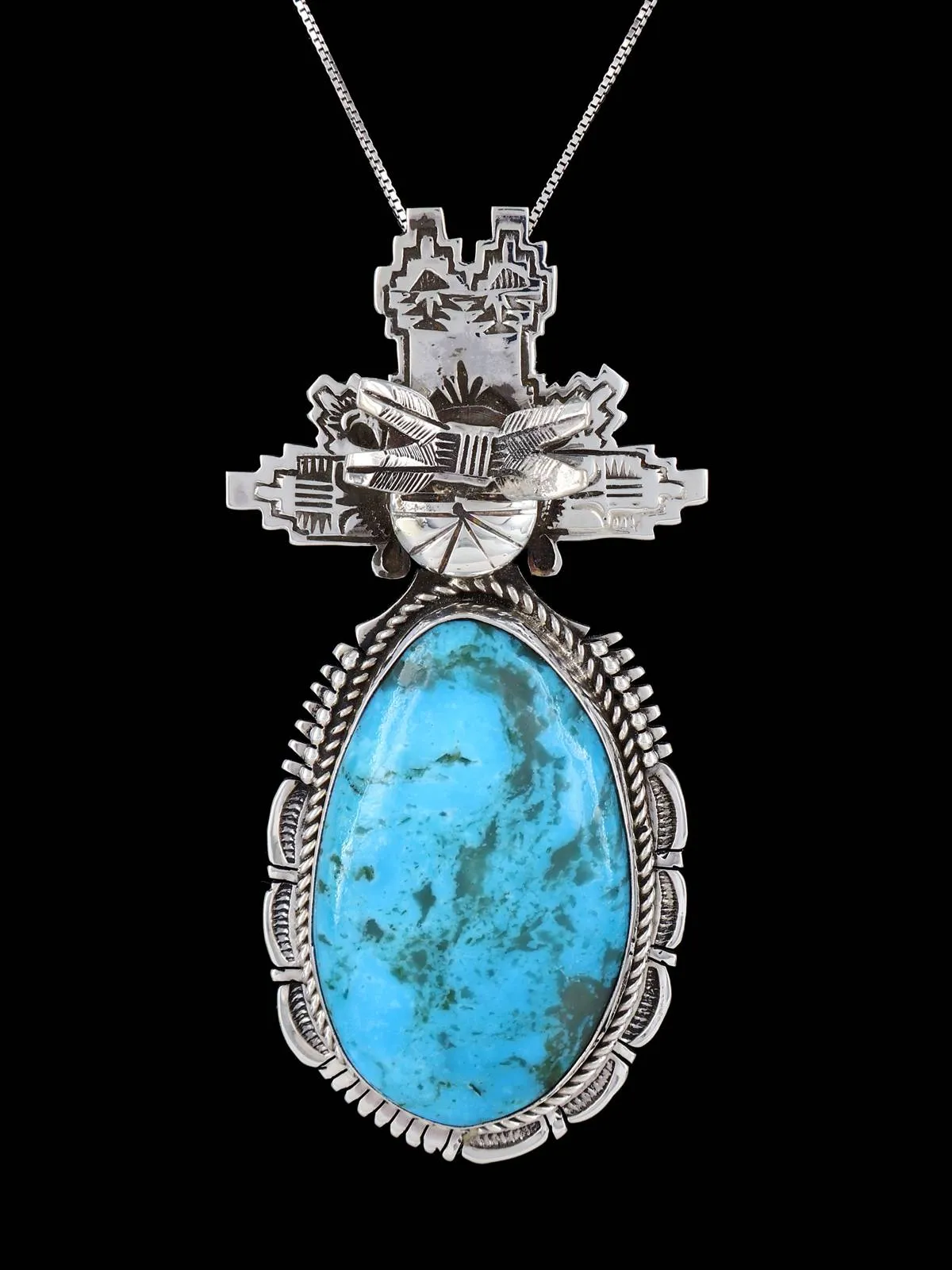 Native American Sterling Silver Turquoise Kachina Pendant