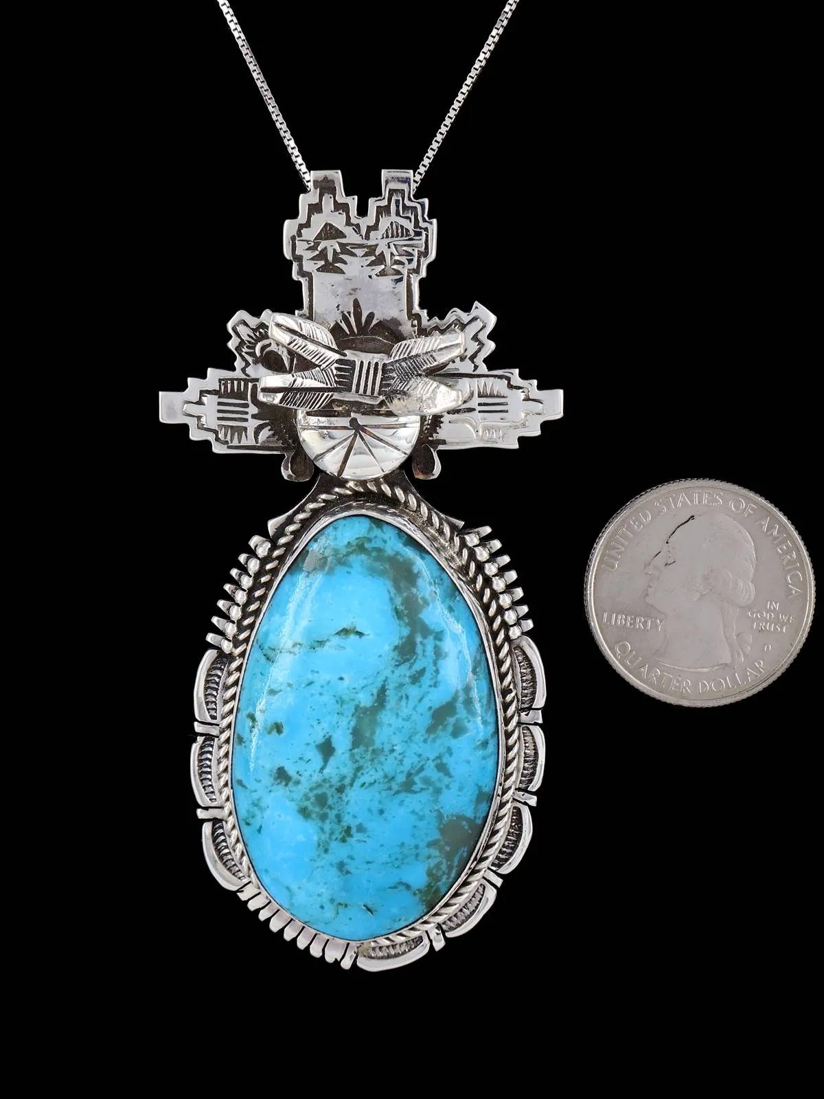 Native American Sterling Silver Turquoise Kachina Pendant