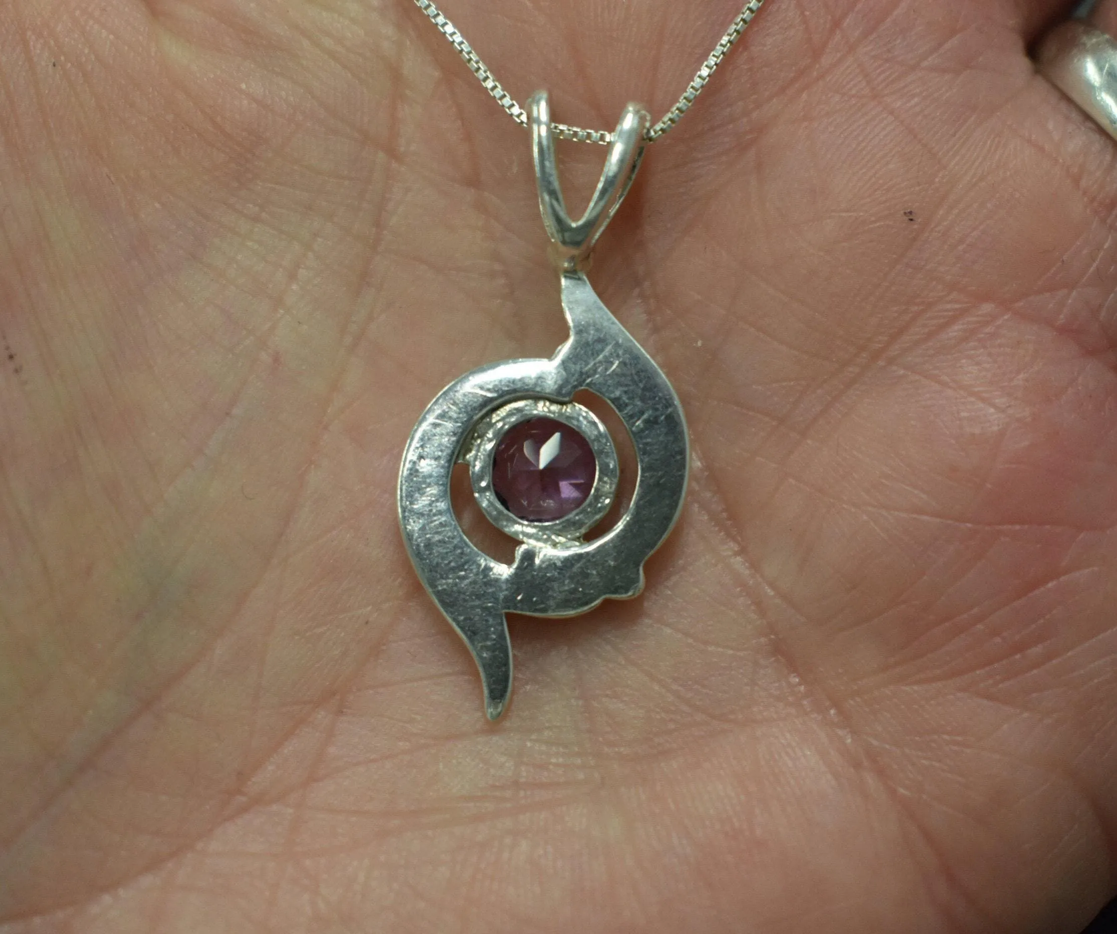 Natural Amethyst Necklace - Purple Swirl Pendant - February Birthstone Necklace