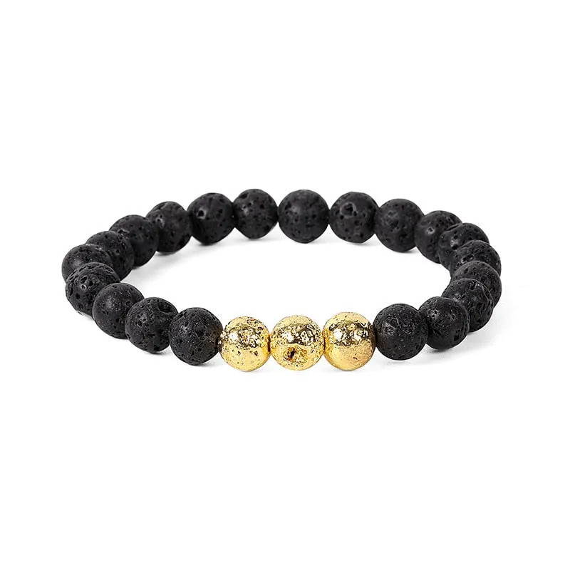 Natural Lava & Stone Beads Bracelet - Healing Balance for Chakras