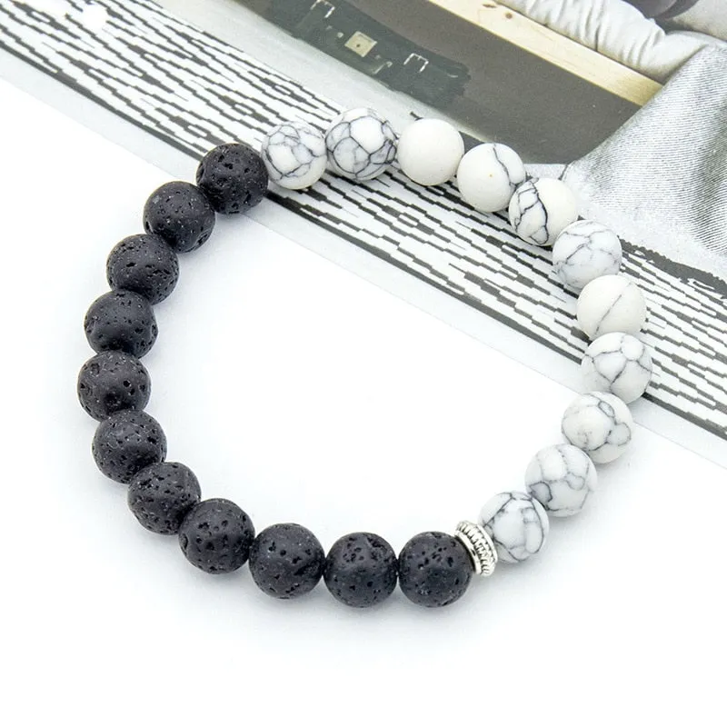 Natural Lava & Stone Beads Bracelet - Healing Balance for Chakras