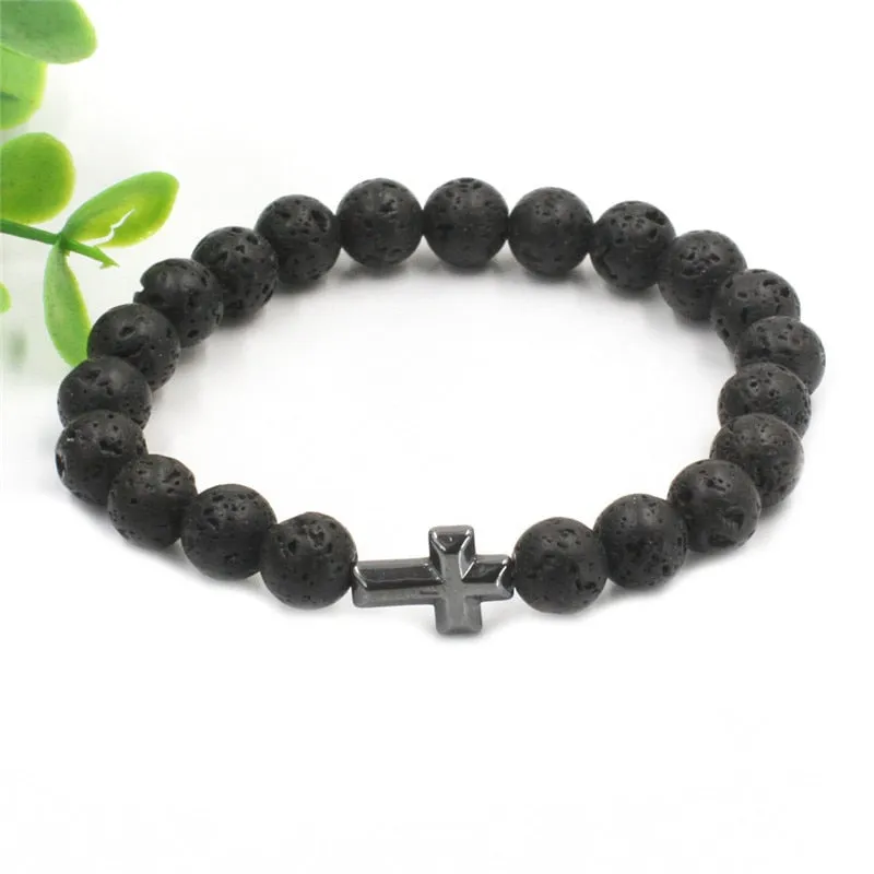 Natural Lava & Stone Beads Bracelet - Healing Balance for Chakras