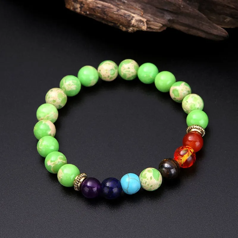 Natural Lava & Stone Beads Bracelet - Healing Balance for Chakras