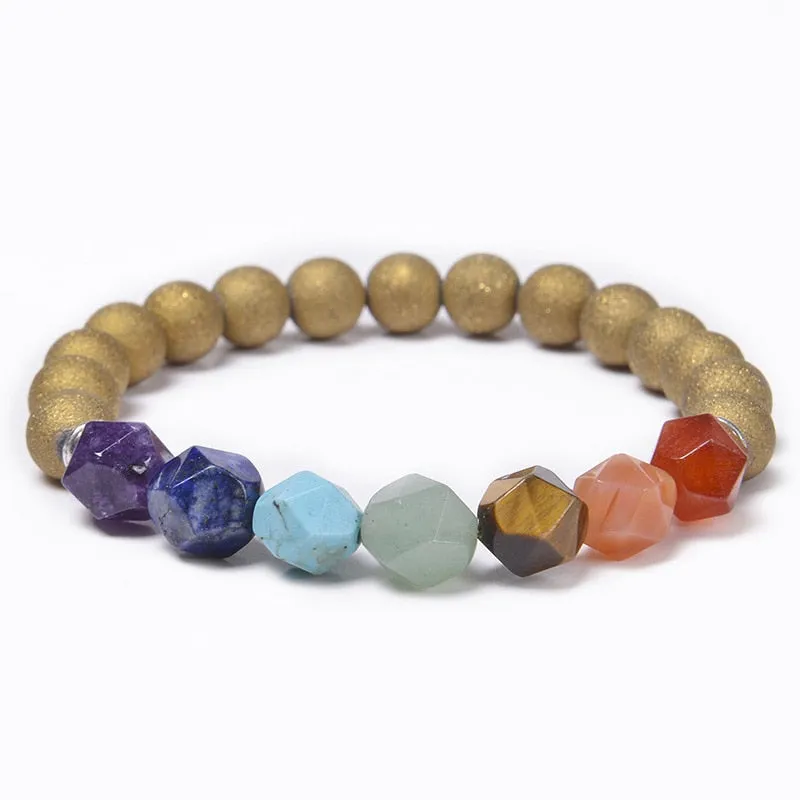 Natural Lava & Stone Beads Bracelet - Healing Balance for Chakras