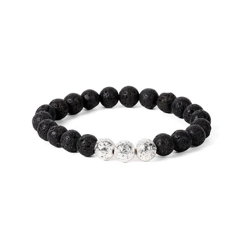 Natural Lava & Stone Beads Bracelet - Healing Balance for Chakras