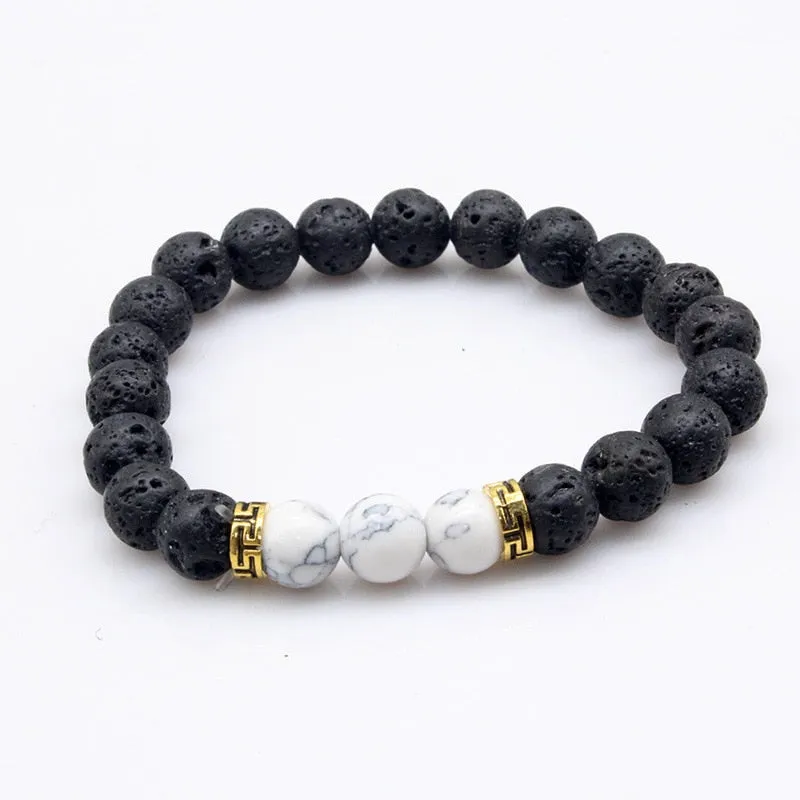 Natural Lava & Stone Beads Bracelet - Healing Balance for Chakras