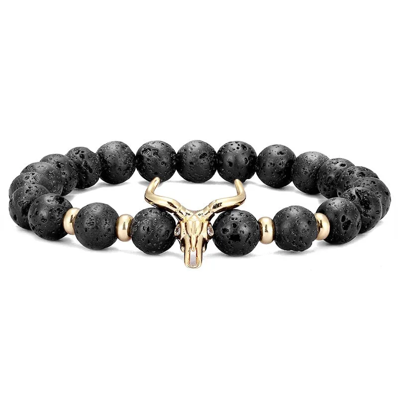 Natural Lava & Stone Beads Bracelet - Healing Balance for Chakras