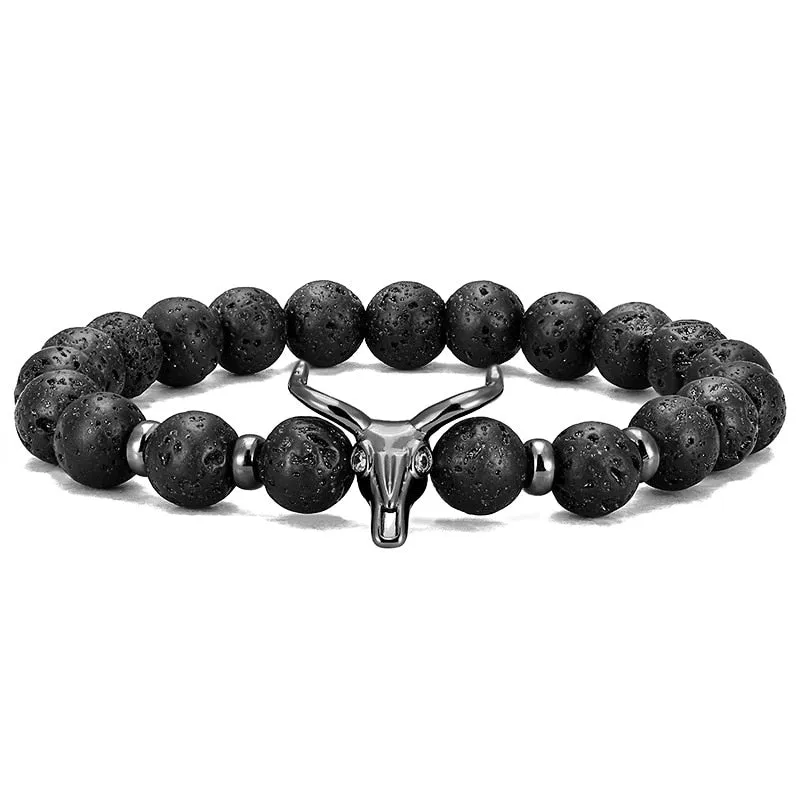 Natural Lava & Stone Beads Bracelet - Healing Balance for Chakras