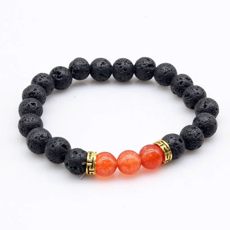 Natural Lava & Stone Beads Bracelet - Healing Balance for Chakras