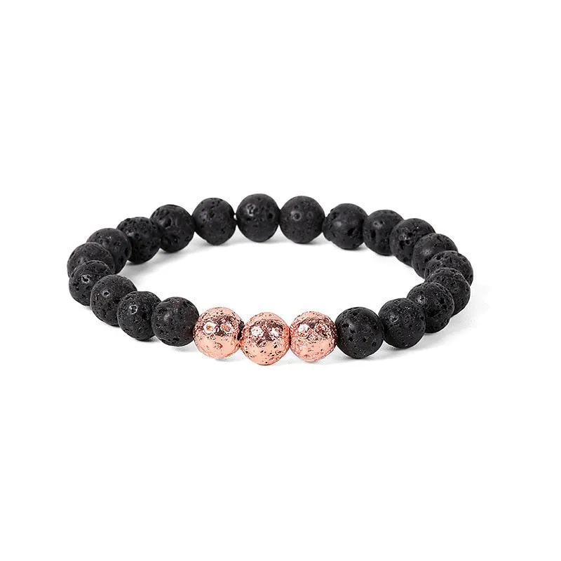 Natural Lava & Stone Beads Bracelet - Healing Balance for Chakras