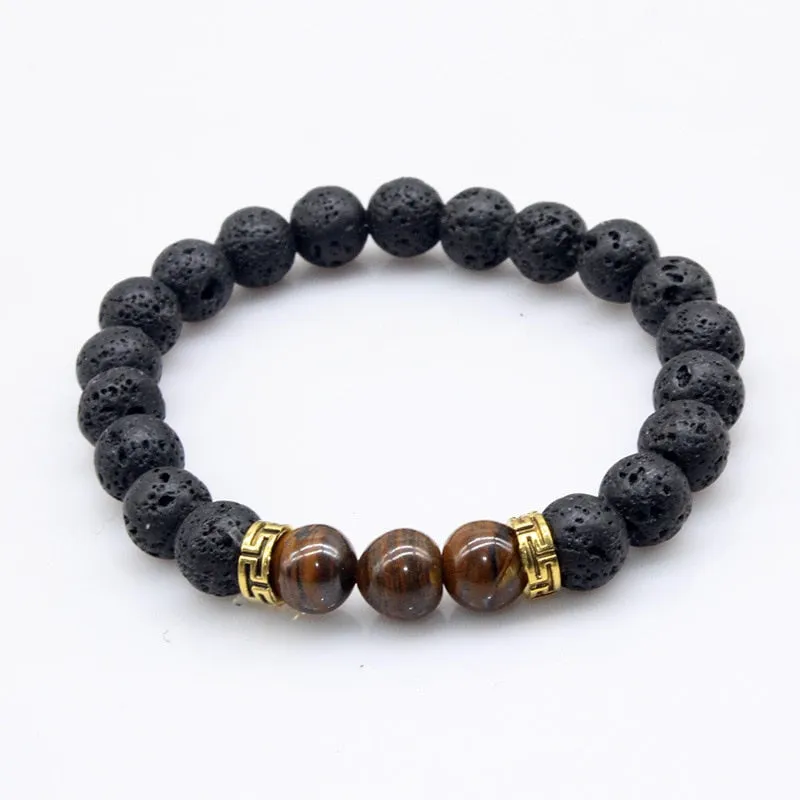 Natural Lava & Stone Beads Bracelet - Healing Balance for Chakras