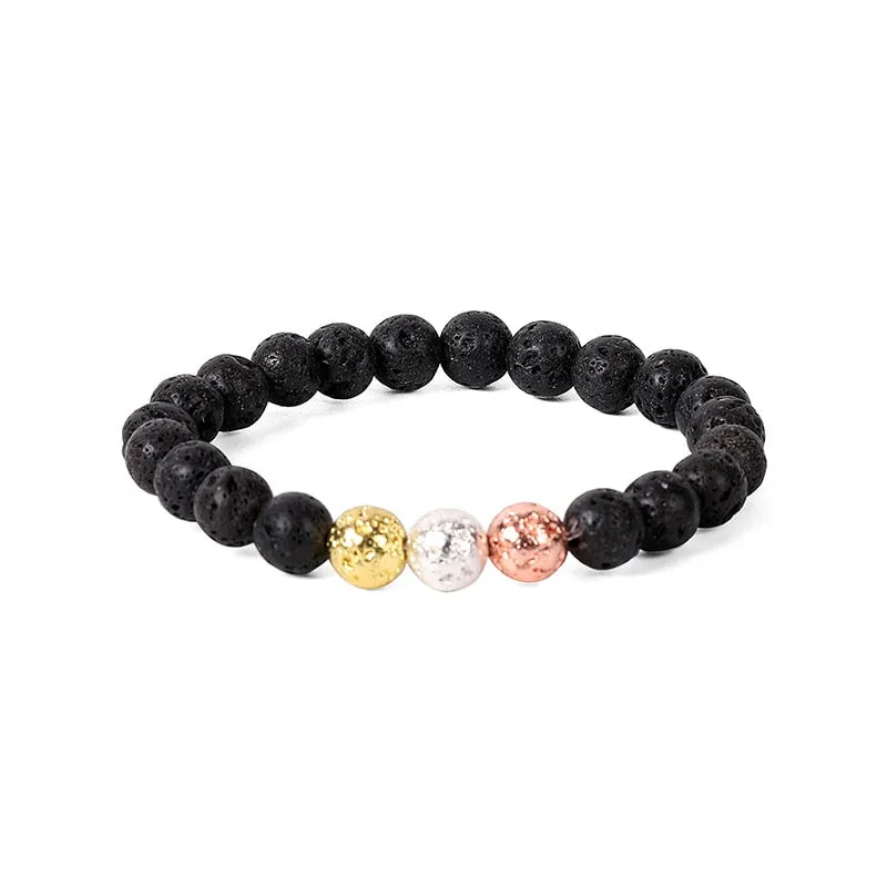 Natural Lava & Stone Beads Bracelet - Healing Balance for Chakras