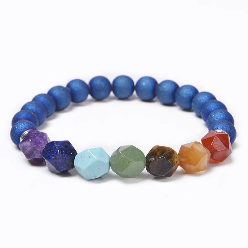 Natural Lava & Stone Beads Bracelet - Healing Balance for Chakras