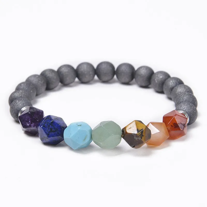 Natural Lava & Stone Beads Bracelet - Healing Balance for Chakras