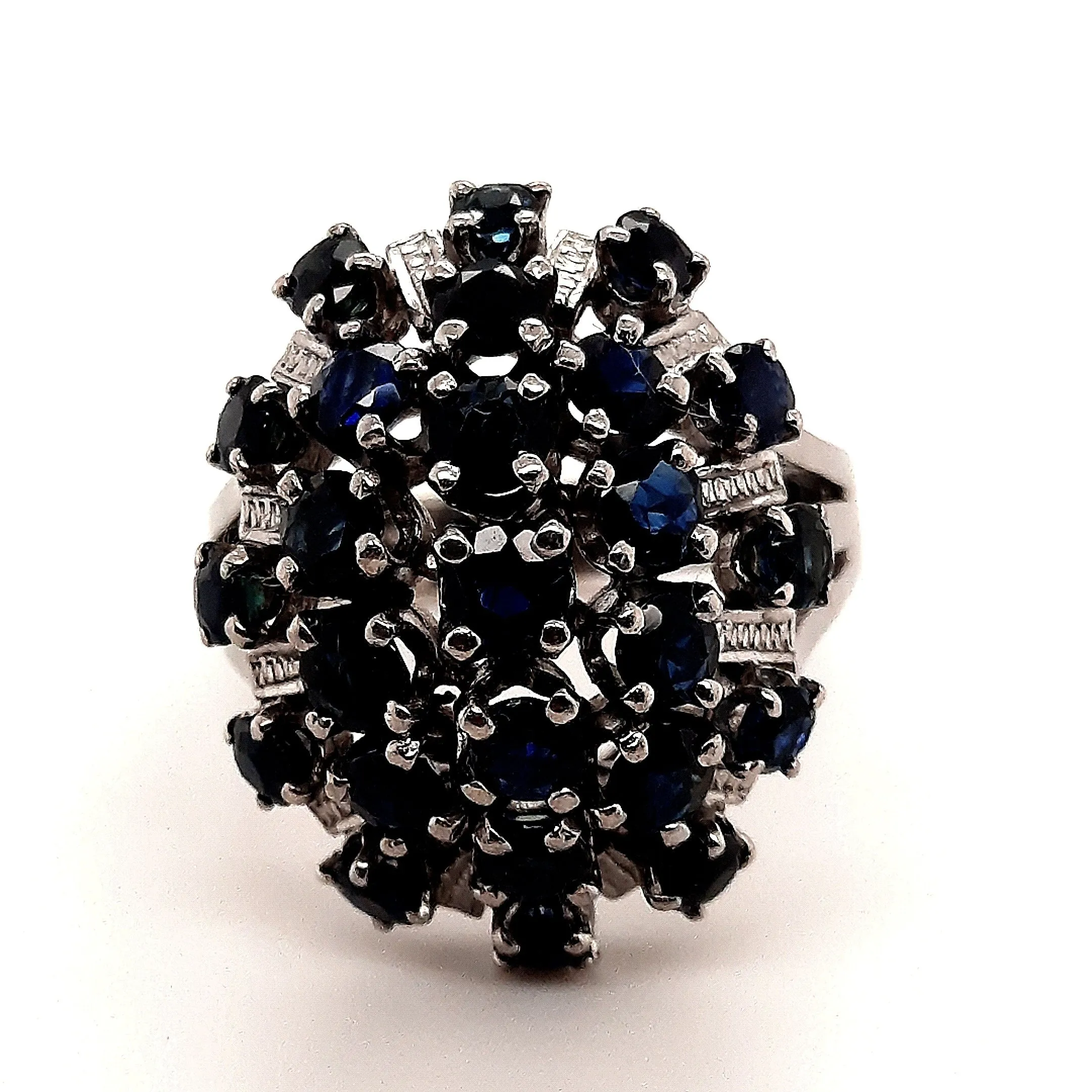 Natural Sapphire & Sterling Silver Dress Ring