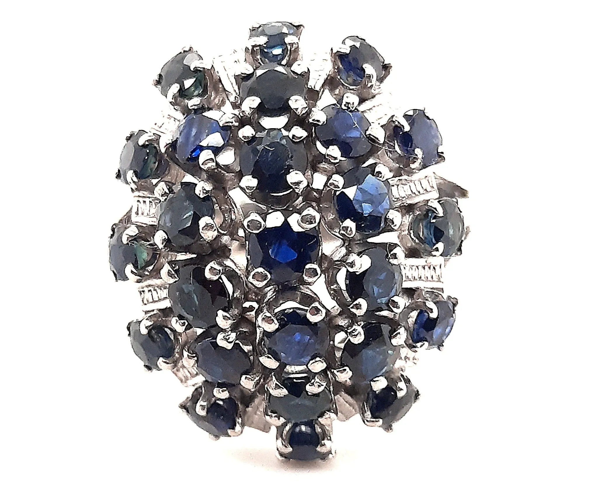 Natural Sapphire & Sterling Silver Dress Ring