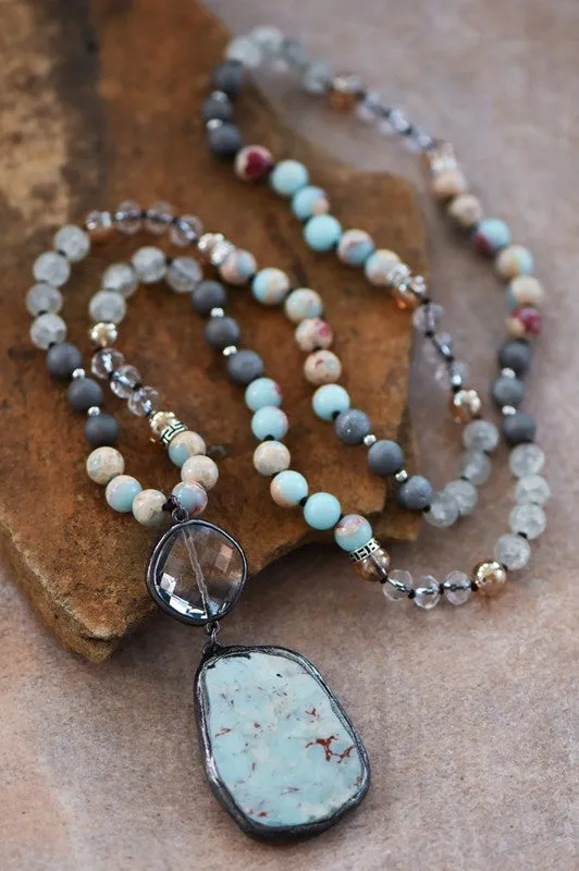 NATURAL STONE PENDANT NECKLACE (AMAZONITE)