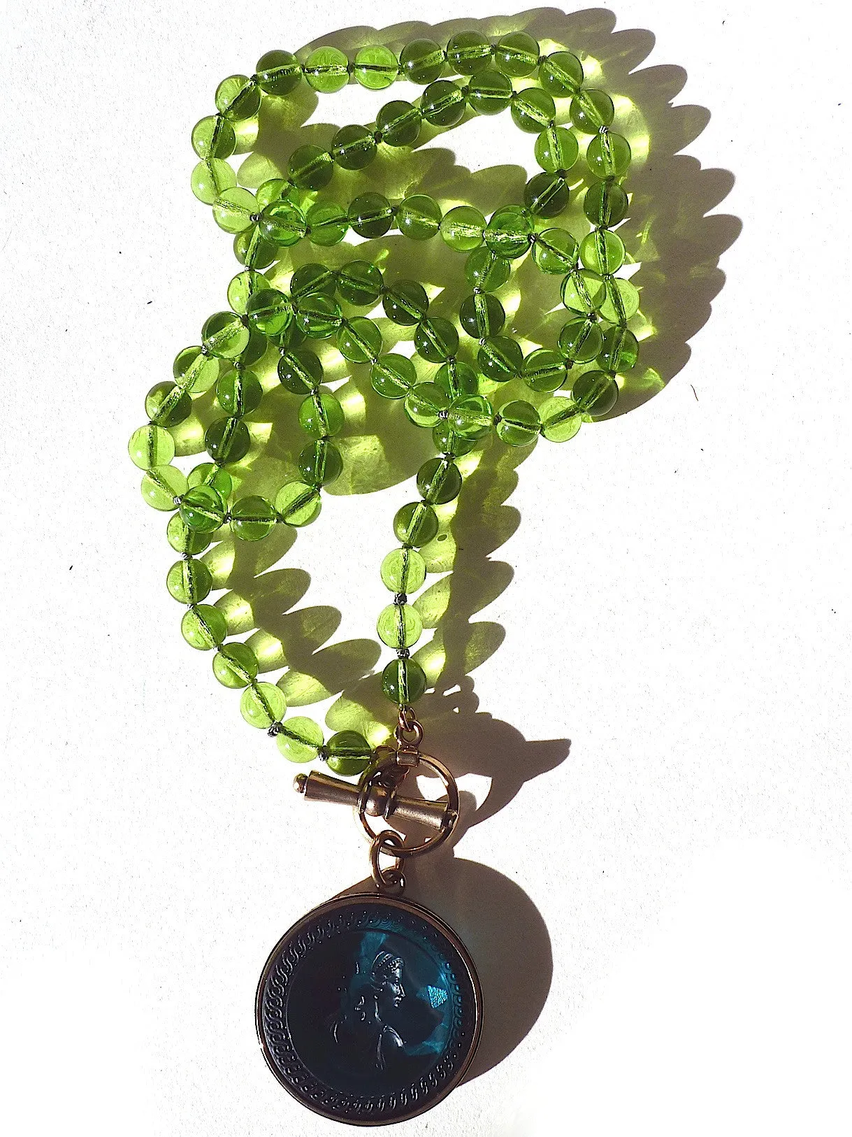 Necklace Intaglio On 30 Inch Glass Bead