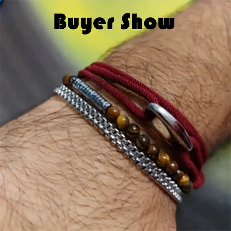 New Adjustable 3mm Thin Cord Bracelet Homme Double Layer Handmade Weaven Rope Braclet Pulseras Hombre Legend Braslet Men Joias