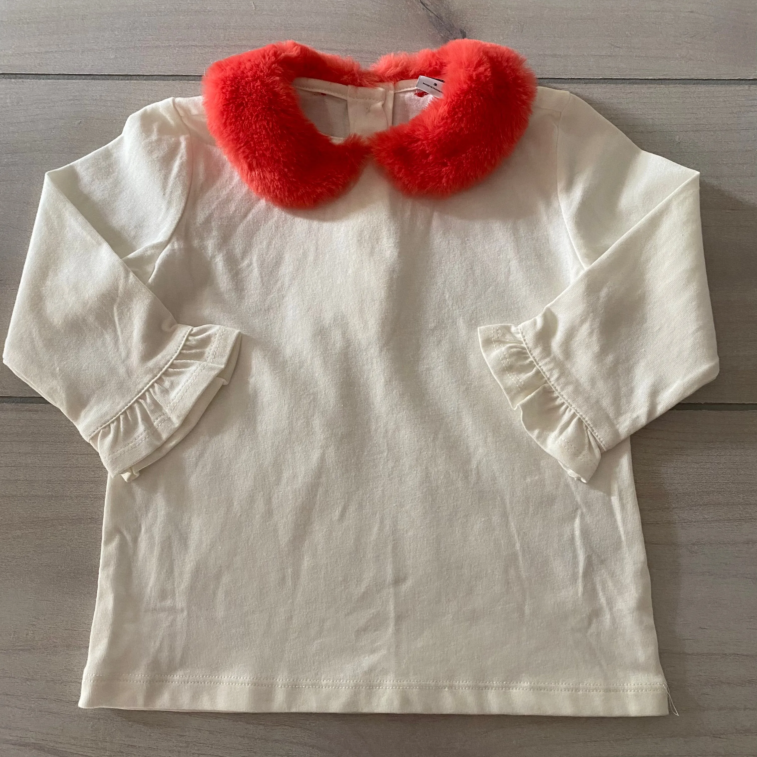 NEW Janie & Jack Coral Faux Fur Trim Shirt