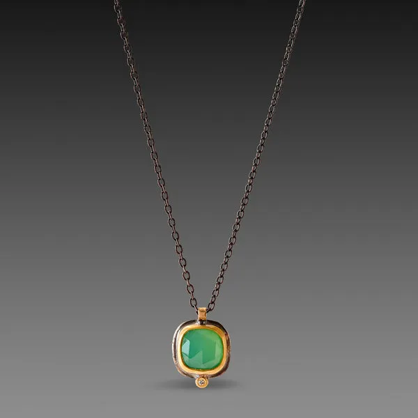 NEW! Rosecut Square Chrysoprase Necklace by Ananda Khalsa