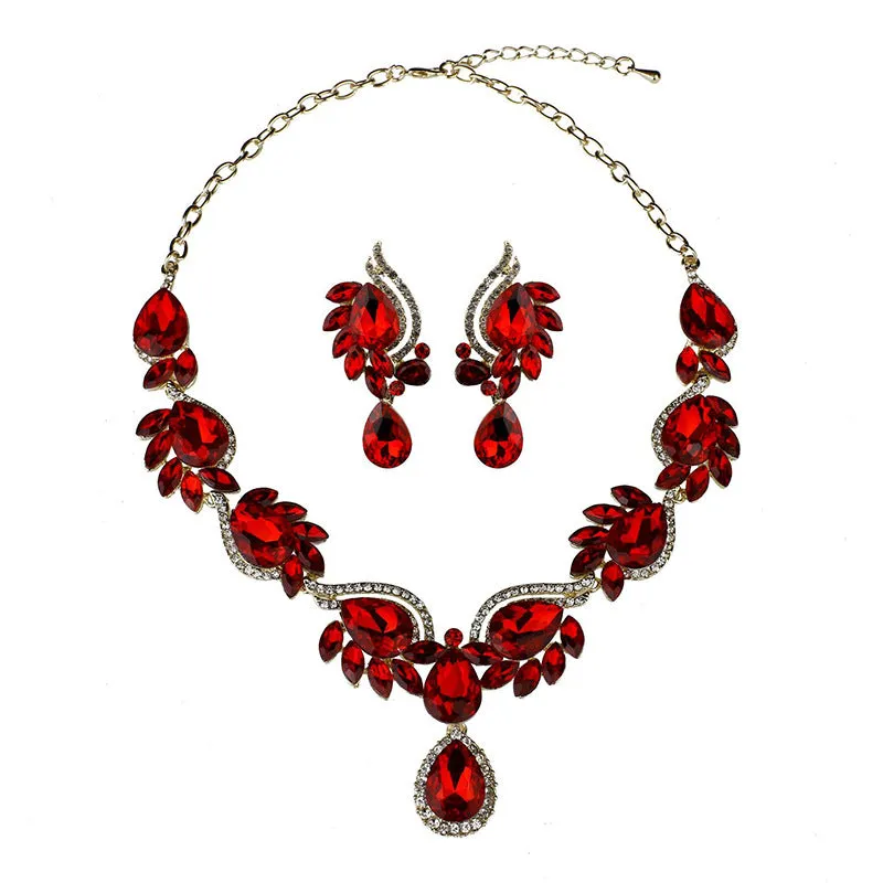 New Style Gemstone Necklace earrings set fashionable bridal banquet dress