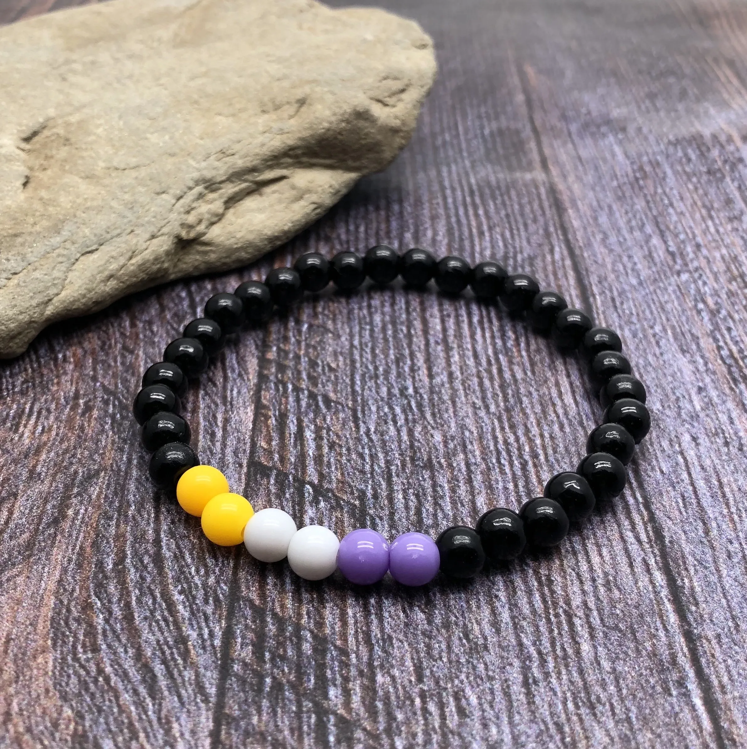 Non Binary Flag Colours Acrylic Bead Bracelet