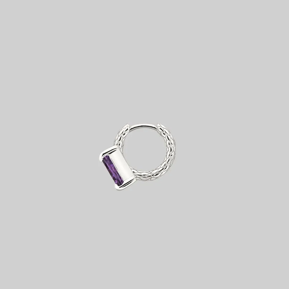 NYMPH. Amethyst Rectangle Clicker Ring - Silver