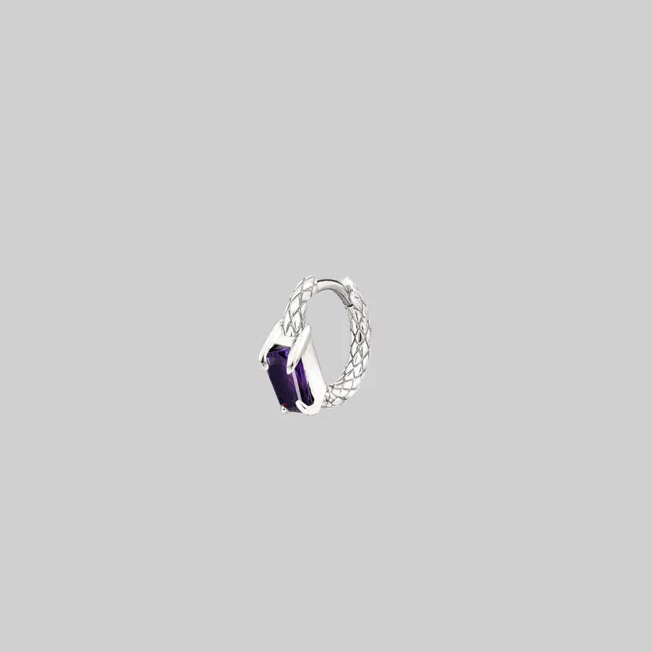 NYMPH. Amethyst Rectangle Clicker Ring - Silver