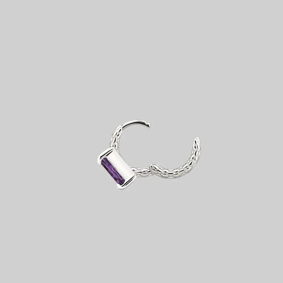 NYMPH. Amethyst Rectangle Clicker Ring - Silver