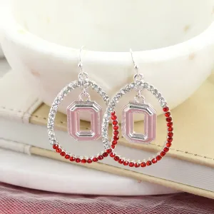 Ohio State Crystal Loop Earrings