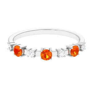 Orange Sapphire and Diamond Eternity Anniversary Band Ring