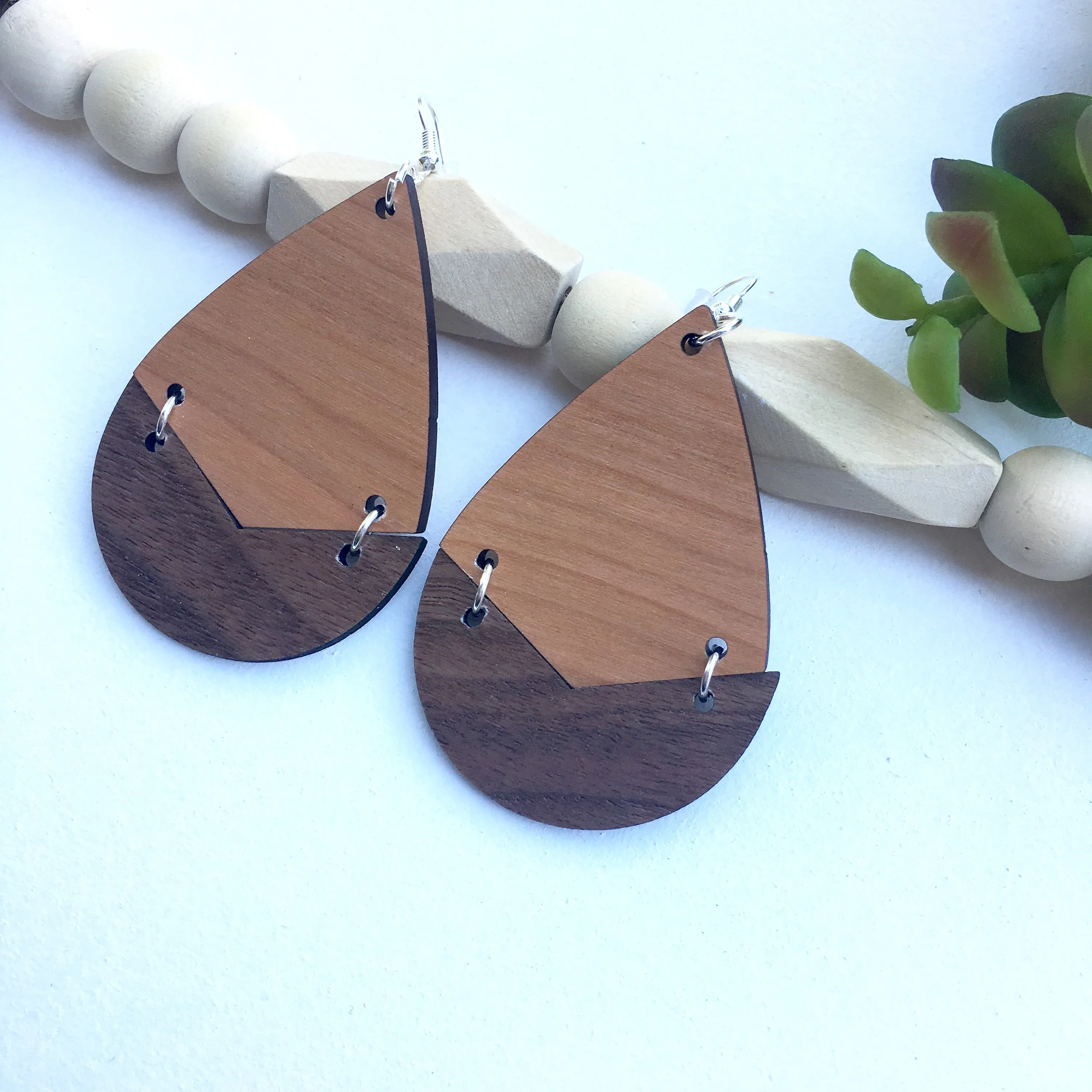 Oversize Teardrop Earrings Dangle Wooden Earrings Free Shipping Birthday Gift for Sister Trendy Earrings