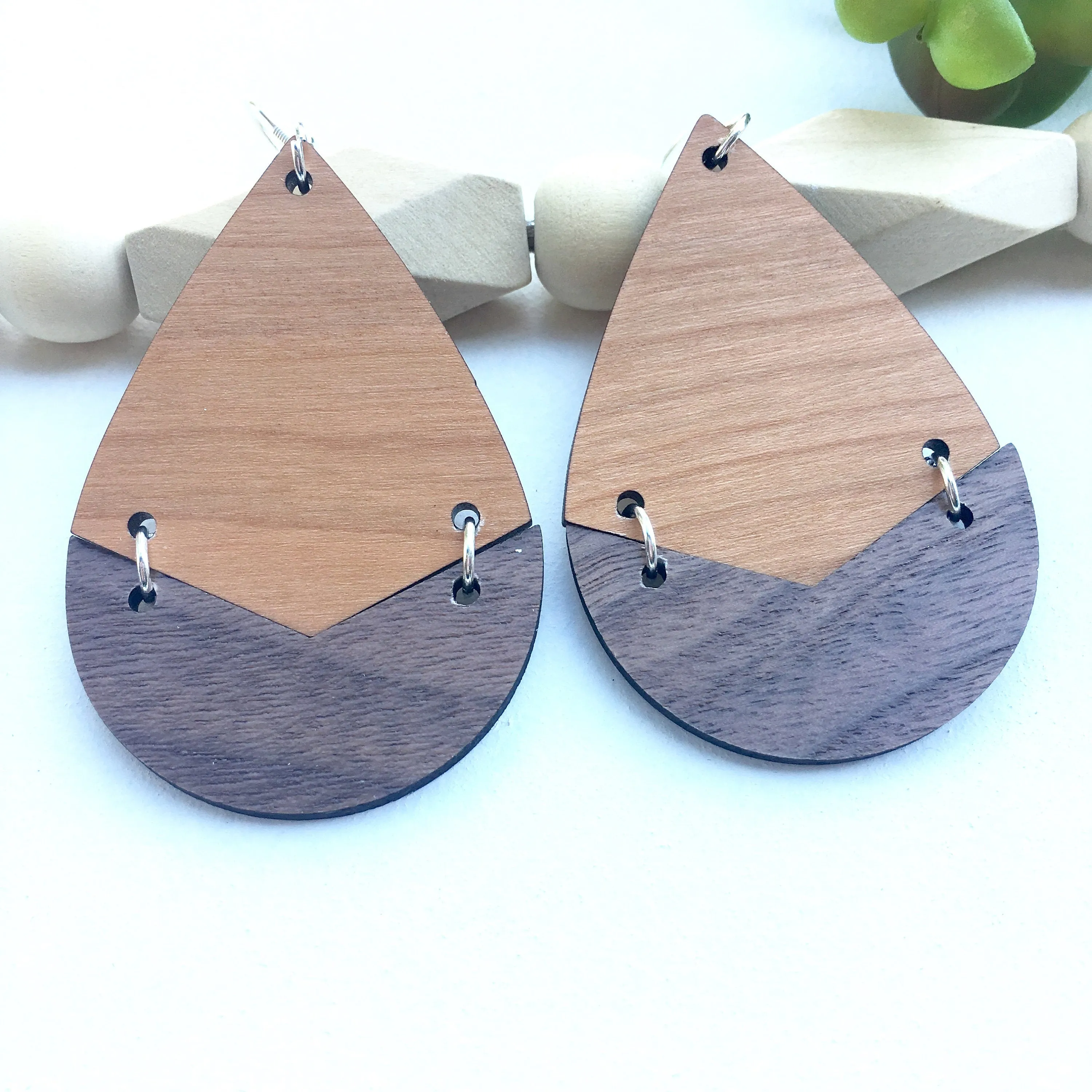 Oversize Teardrop Earrings Dangle Wooden Earrings Free Shipping Birthday Gift for Sister Trendy Earrings